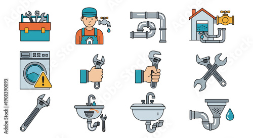 A plumbers elements decoration, vector illustration design