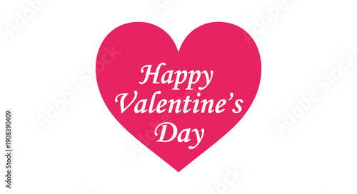 A vibrant pink heart displays the message happy valentine s day in elegant white cursive lettering high quality professional