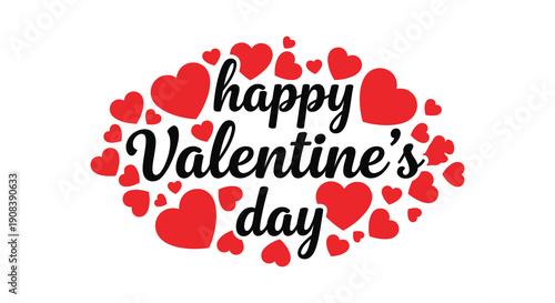 A vibrant valentine s day greeting featuring red hearts and elegant cursive typography high quality professional detailed modern stylish