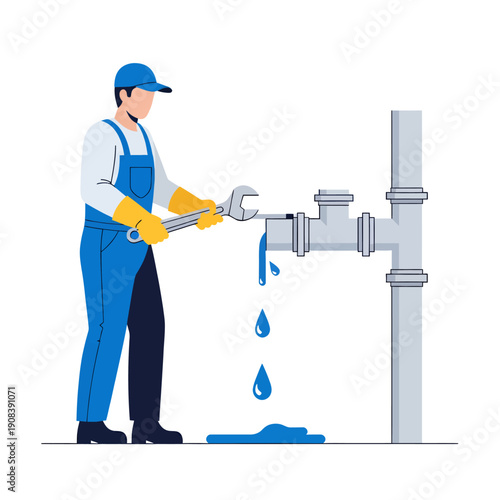 A male plumber fix the pipe, vector illustration design