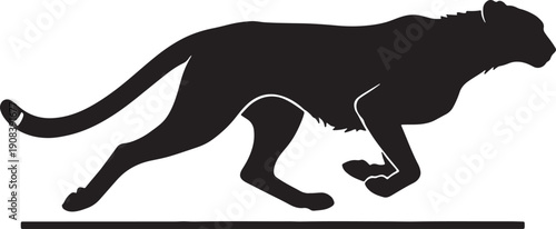 black silhouette of a running panther