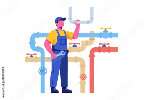 A male plumber, vector illustration design