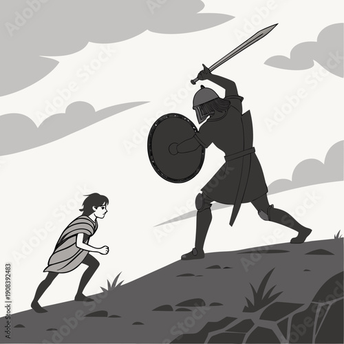 David et Goliath prêts pour un duel