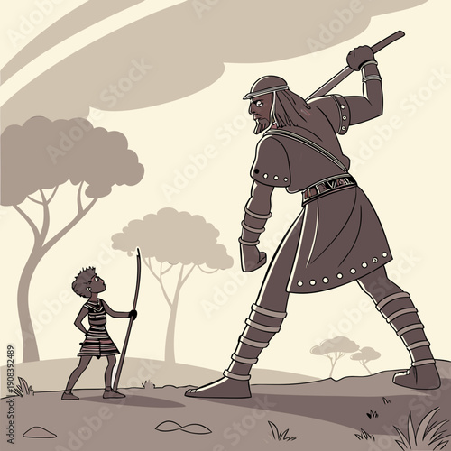 David et Goliath prêts pour un duel