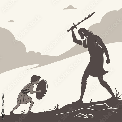 David et Goliath prêts pour un duel