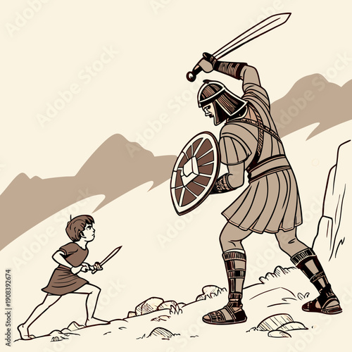 David et Goliath prêts pour un duel