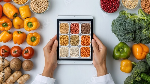 Wallpaper Mural Digital tablet displaying mineral deficiency symptoms next to food solutions, interactive health education Torontodigital.ca