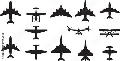 collection of airplane silhouettes in various views