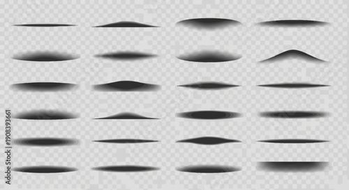 Collection of various shadow shapes on a transparent background high quality