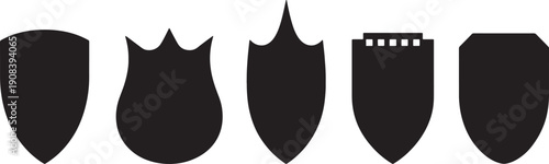 collection of black shield shapes