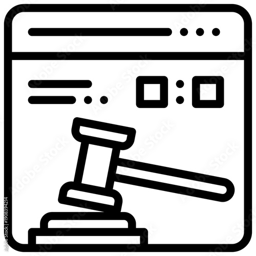 online auction bid buy social network simple line icon