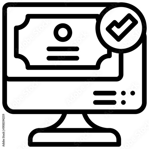 online certificate guarantee check network simple line icon
