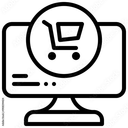 online shopping cart store shop social network simple line icon