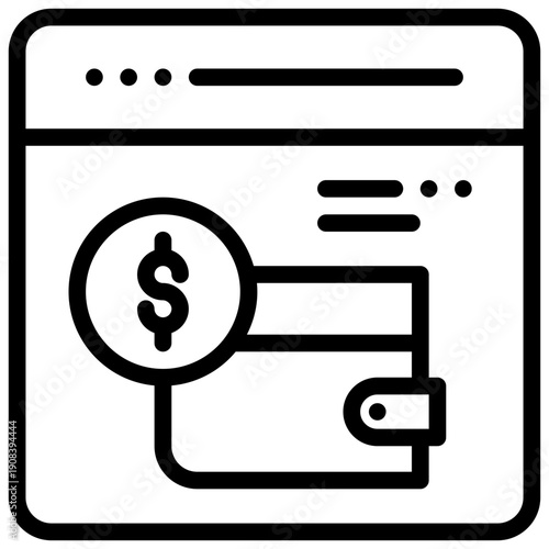 online wallet exchange shopping network simple line icon