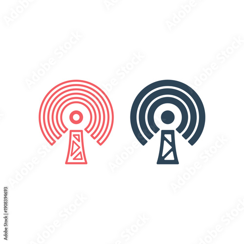 Broadcast, transmitter antenna icons set design vector illustration.