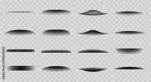 Collection of realistic shadow effects in varying shapes and intensities