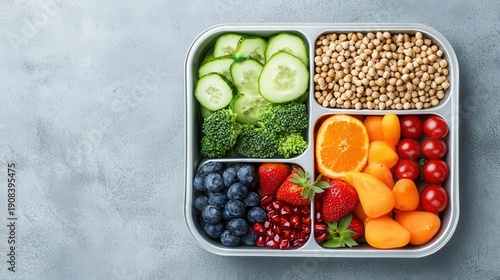 Wallpaper Mural Clean lunch tray with portioned foods high in magnesium, iron, and calcium, educational nutrition visual Torontodigital.ca