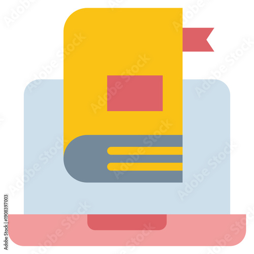 online book reading education learning social network flat style icon