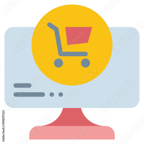 online shopping cart store shop social network flat style icon