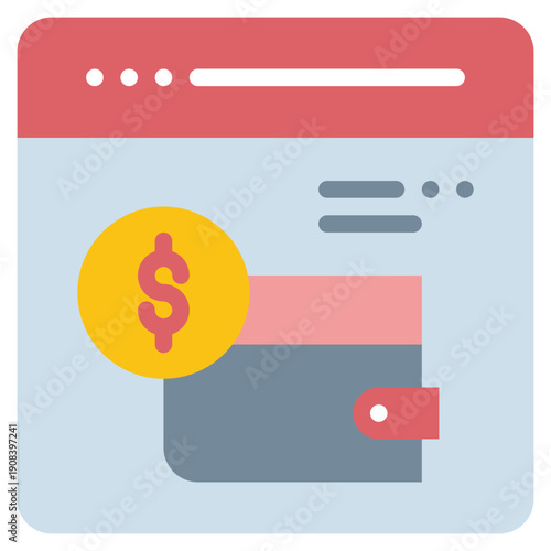 online wallet exchange shopping network flat style icon