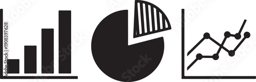 Black and white business graphs and charts finance bar graph