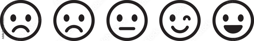 Fototapeta premium Set of emoticon faces with different expressions