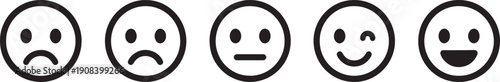 Set of emoticon faces with different expressions