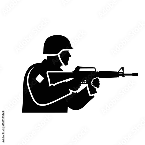 Soldier aiming assault rifle, military, army, combat, weapon, warfare, security, defense