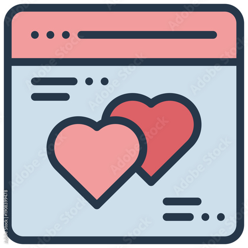 online dating social network love filled outline icon