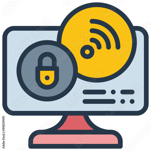 online internet signal lock social network filled outline icon