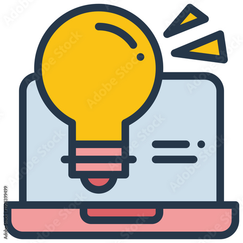 online idea thinking bulb brain network filled outline icon