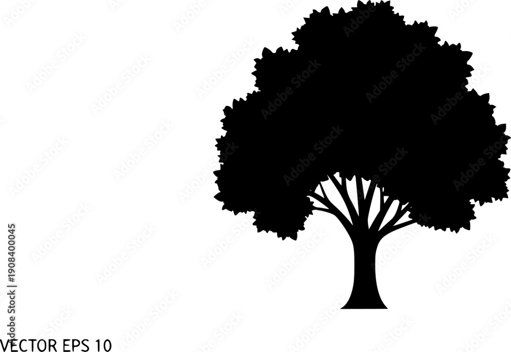 Fototapeta premium Tree silhouette icon collection, forest and pine tree vector set, nature foliage design bundle, simple black isolated tree shapes
