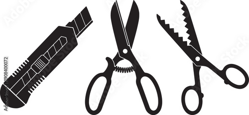 set of utility knife and scissors