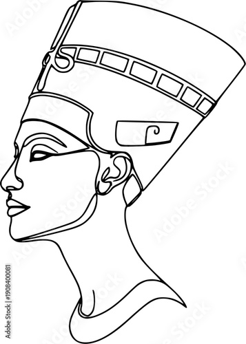 ancient egyptian queen nefertiti profile portrait vector logo icon
