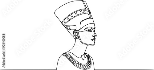 ancient egyptian queen nefertiti profile portrait vector logo icon