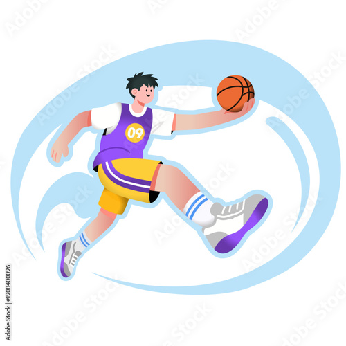 Basketball player sports cartoon illustration