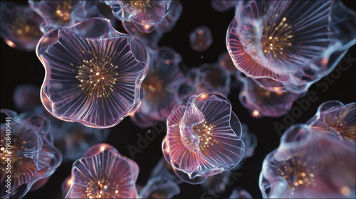 Antibody glass cell glowing abstract microbe biology concept science art antibody glass cell glowing abstract background