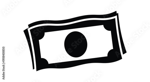 A simple black and white illustration depicts a stack of united states currency resembling dollar bills high quality