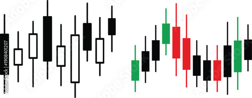 Candlestick chart patterns in financial markets with various bullish and bearish trends