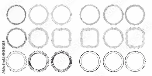 Arrangement of circular patterns with varying density and detail
