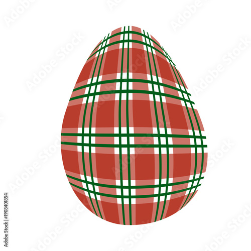 Easter egg in a tartan pattern. Scottish pattern in a colorful check. Traditional Scottish tartan background