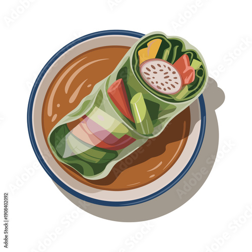 Delicious fresh spring rolls with vibrant vegetables and savory sauce