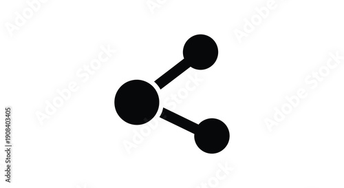 A stark minimalist icon depicts a black sharing symbol on a white background representing connectivity and links