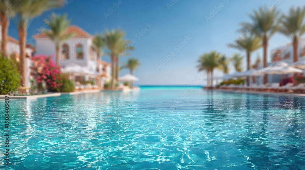 Fototapeta premium Blurred background of all inclusive resort hotel in Turkey or Egypt.