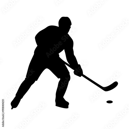 Silhouette of an ice hockey player in action