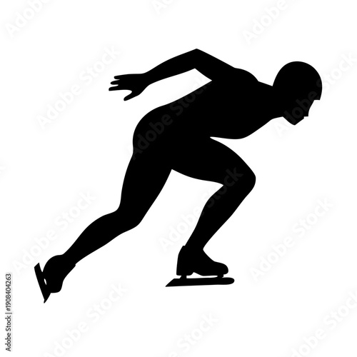 Silhouette of a professional speed skater in a dynamic racing pose