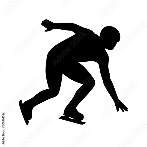 Silhouette of a speed skater in a dynamic racing pose