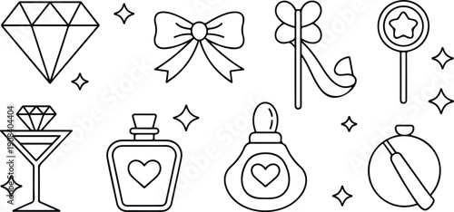 Set of cosmetic brushes and bathroom tools vector icon illustration