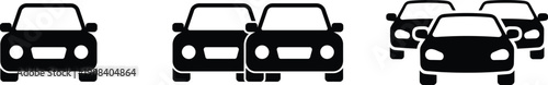 Set of cars icons in different configurations for design and transportation concepts