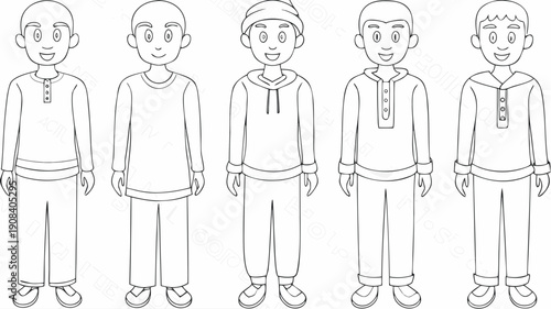 Diverse group of young men standing in casual outfits